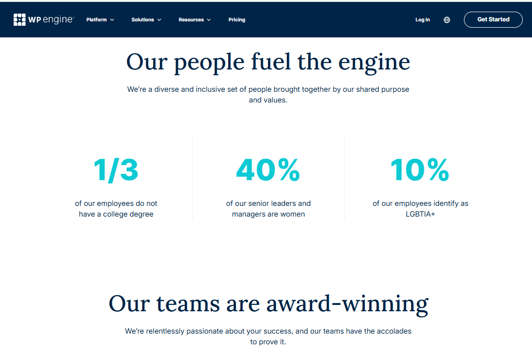WP Engine Corporate Workplace Diversity & Culture Metrics